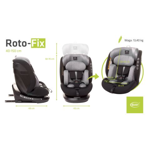 4Baby Roto-Fix i-Size - obrotowy fotelik samochodowy  40-150 cm | Grey - 18